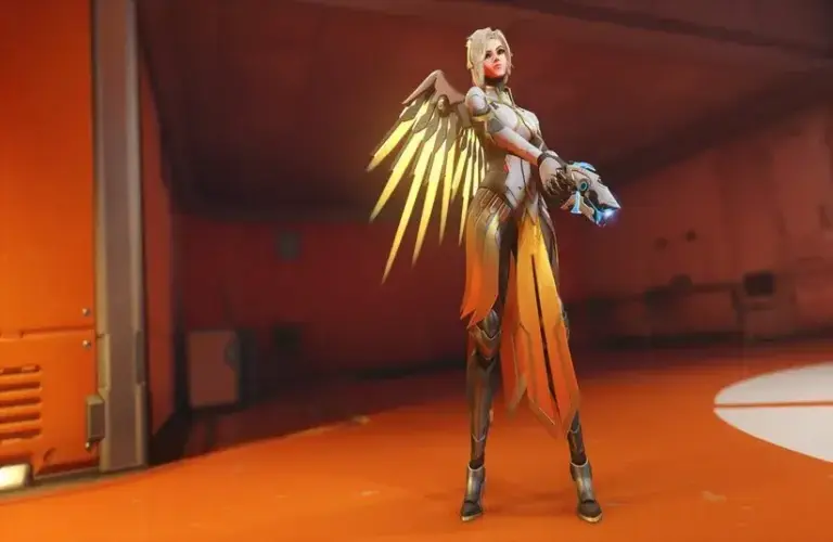 Mercy one of the heroes getting a perk to her base kit in Overwatch