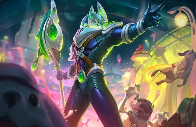Nasus in his Space Groove Skin for Teamfight Tactics