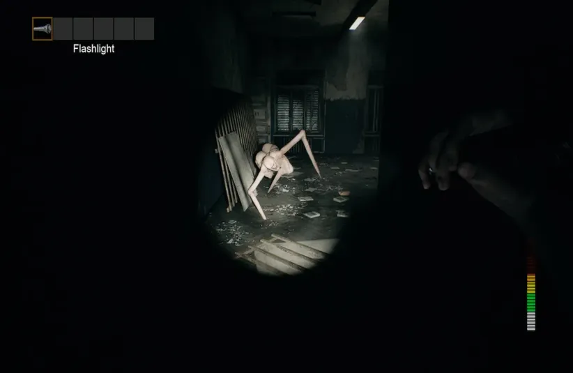 pointing the flashlight at the school-based stalker in the Volga Middle School map