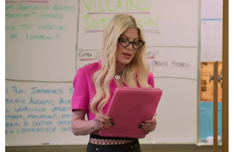 Tori Spelling in "Welcome to NY, New Jersey!" (2024). Courtesy of Peacock/IMDb