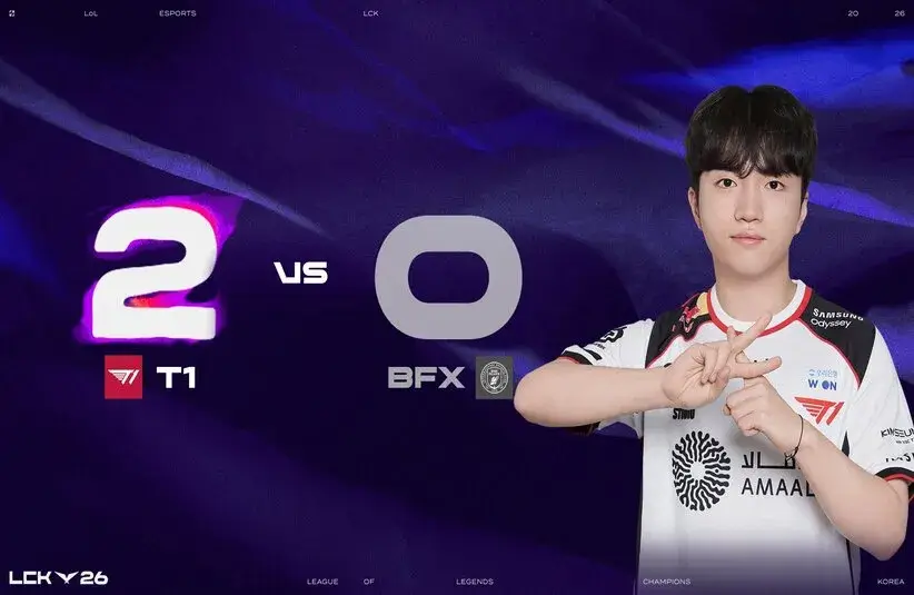 T1 completed their first LCK 2-0 week by beating BFX