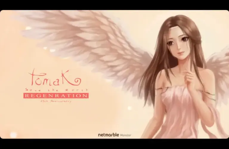 Title screen for TOMAK: Save the Earth Regeneration showing a young woman with wings, free on Epic Games Store April 2, 2026