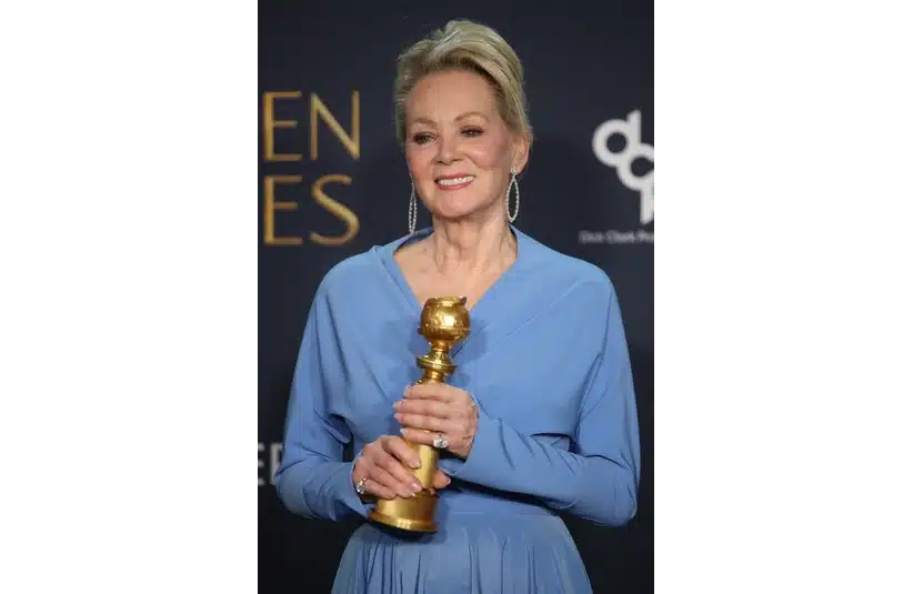 Jan 5, 2025; Beverly Hills, CA, USA; Jean Smart, winner of best performance by a female actor in a television series musical or comedy for Hacks at the 82nd Annual Golden Globe Awards at the Beverly Hilton Hotel in Beverly Hills, California on Sunday, Jan. 5, 2025. Mandatory Credit: Dan MacMedan-USA TODAY