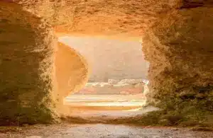 Easter as represented by an empty tomb.