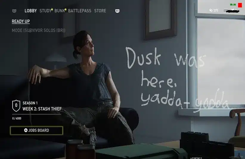 leaked image of cancelled Last of Us Online game main menu from Dusk Golem