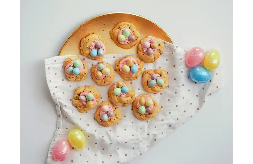 A tray of Easter-decorated cookies