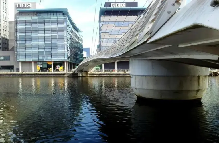 BBC buildings at Salford Quays in Greater Manchester, England.