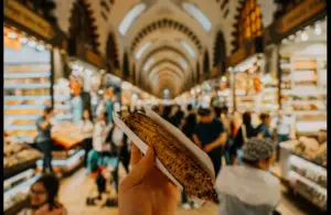 a person holding a corn while traveling and exploring destinations