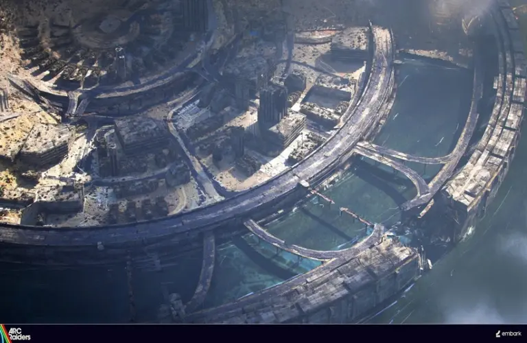 coastal overview of Arc Raiders' new map.