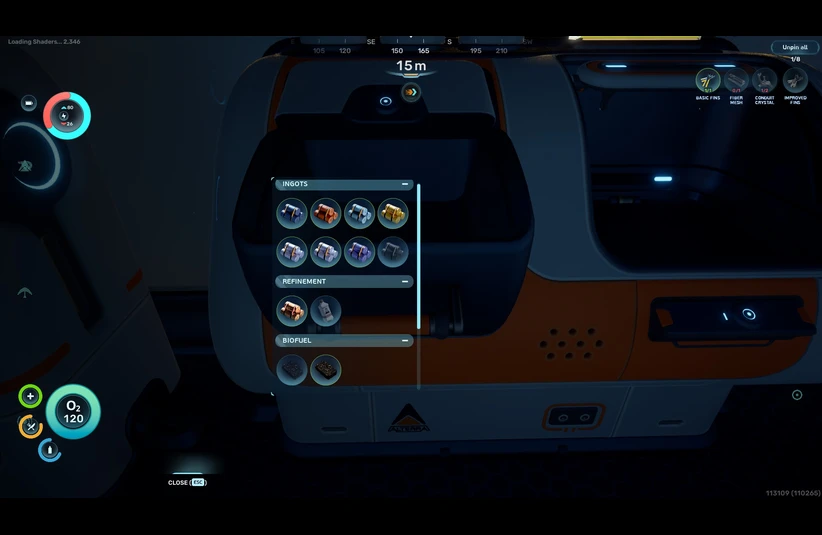 Image from Subnautica 2 of the Recipe choice screen from the Processor