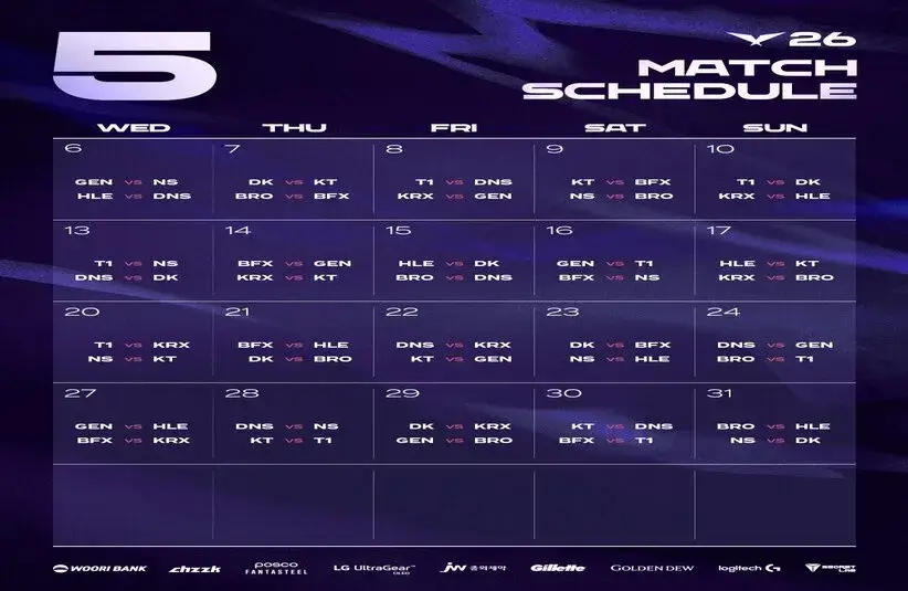 The LCK Schedule for May