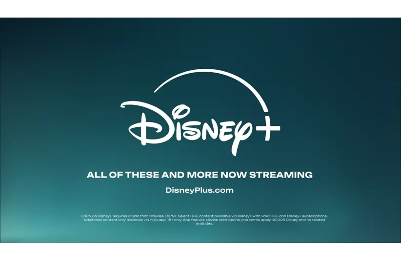 The Disney+ Logo and streaming information. 