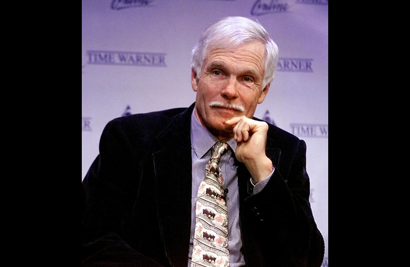 Jan 10, 2000; New York, NY, USA; Ted Turner, Vice Chairman, Time Warner, at a news conference announcing a merger between AOL and Time Warner. Mandatory Credit: Robert Deutsch/USA TODAY-USA TODAY NETWORK 