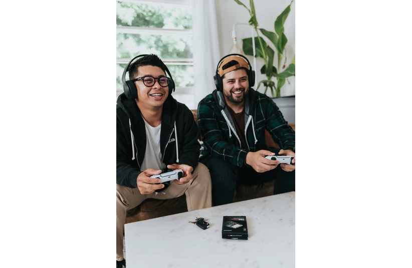 Electronic Arts employees playing video games.