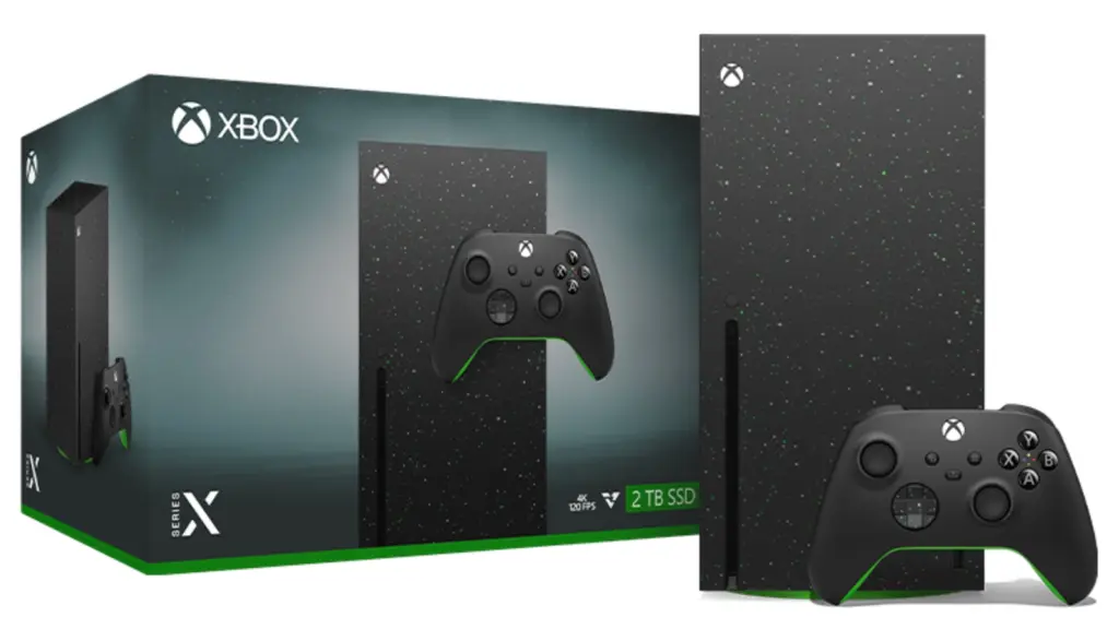 Black XBOX console and controller.