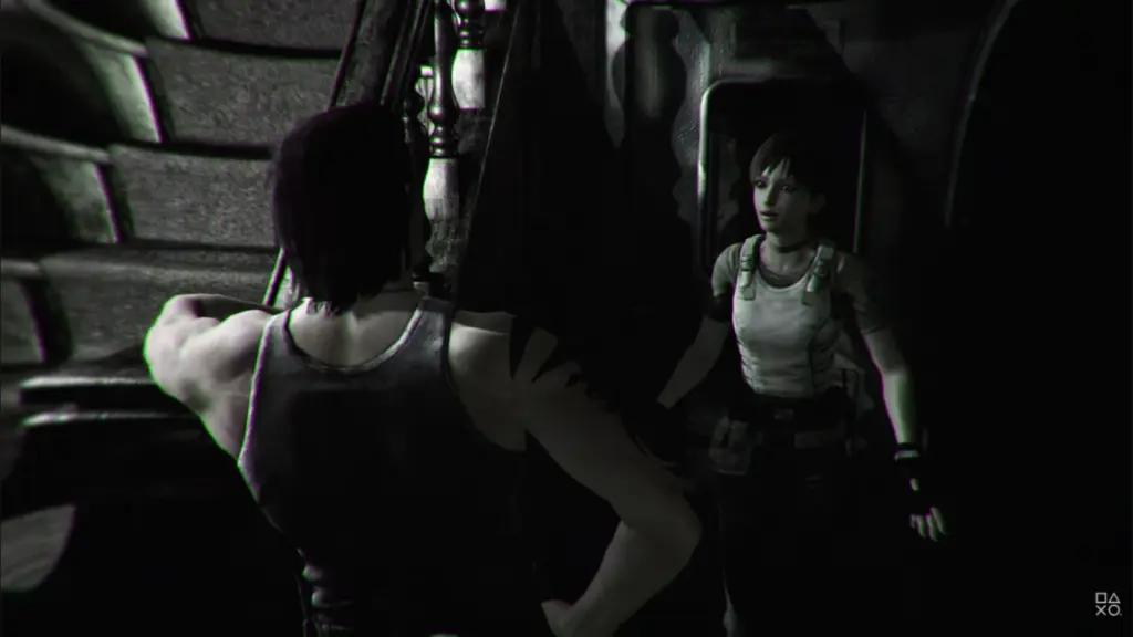 Two people talking in Resident Evil 0.