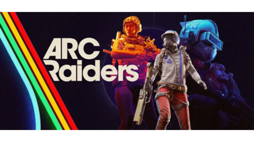 Artwork of Arc Raiders; two characters near the title in white font.