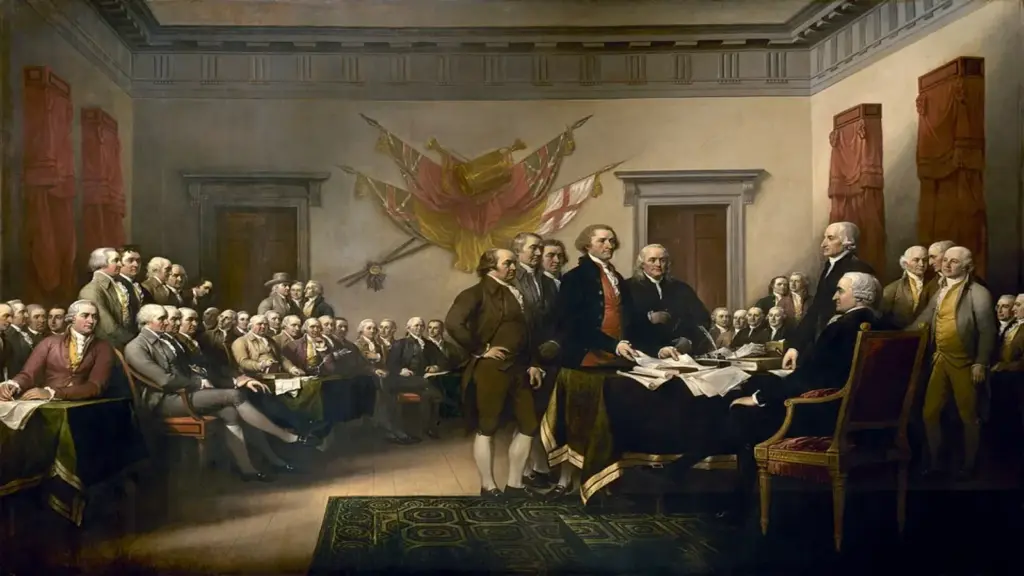 John Trumbull's painting, "Declaration of Independence," being presented to the Congress. Founding Fathers