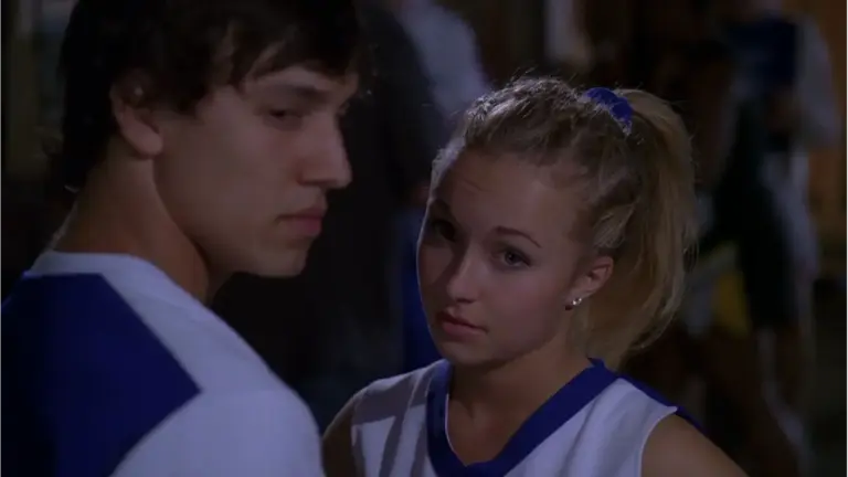 Hayden Panettiere as Britany Allen and Gus Carr as Jesse in cheerleading outfits from Bring it On: All Or Nothing