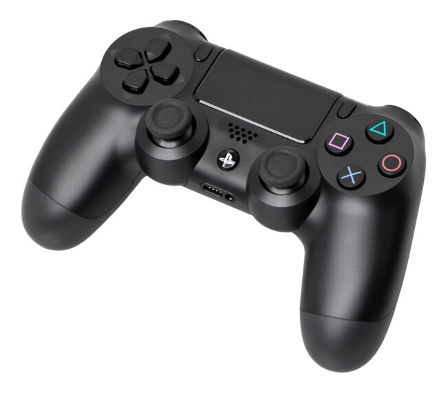 A black PlayStation DualShock 4 game controller, used here to illustrate Aniimo codes