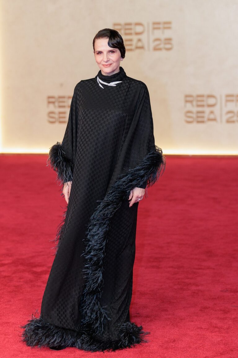 Juliette Binoche on the red carpet at the 2025 Red Sea Film Festival in Jeddah