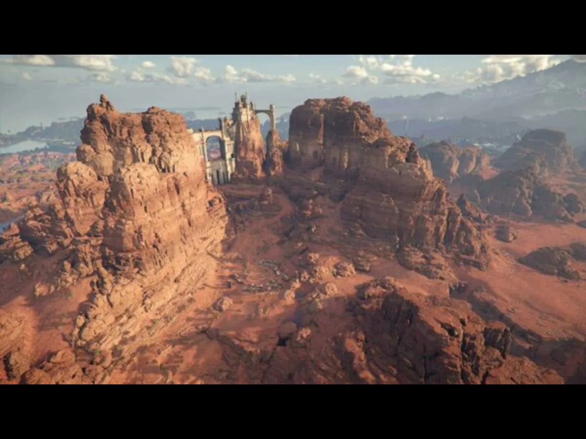 Mountains in crimson desert