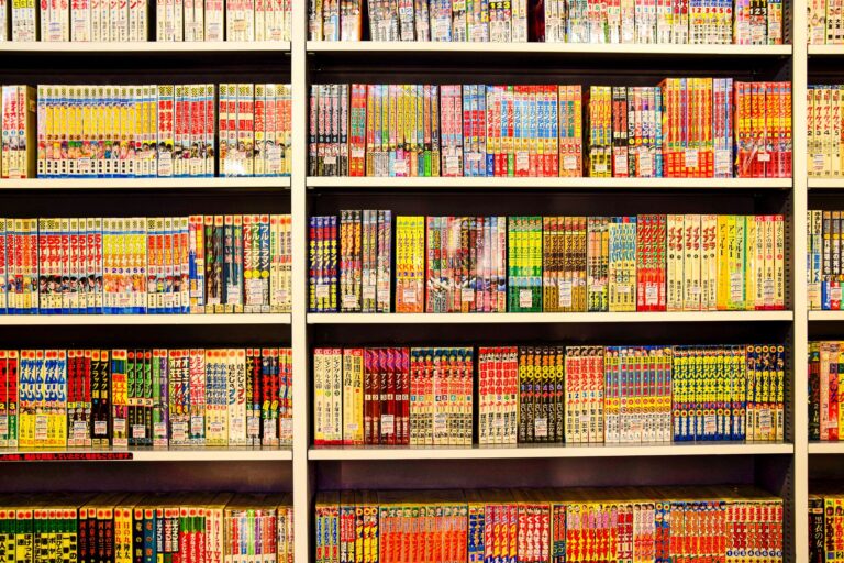 Shelves of manga volumes, where the Marronnier Kingdom manga will join other Viz titles in English, Manga Mavericks Books