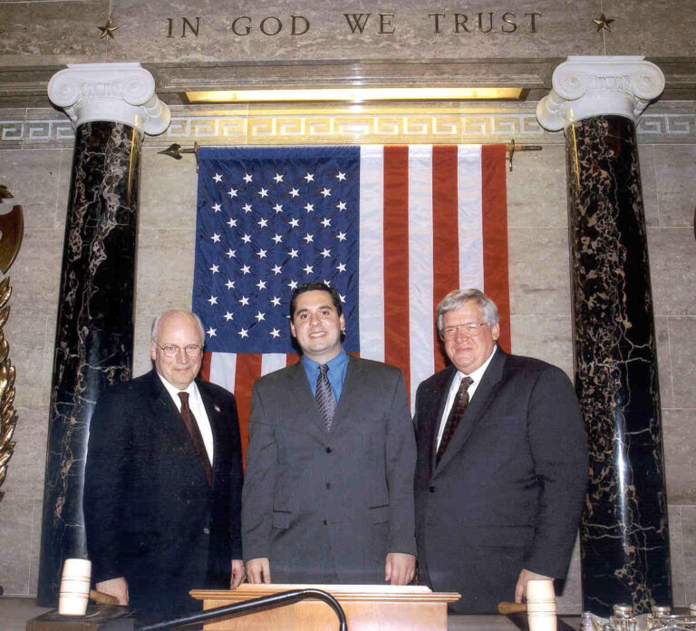 Dennis Hastert with Dick Cheney and Devin Nunes in an archival congressional photograph