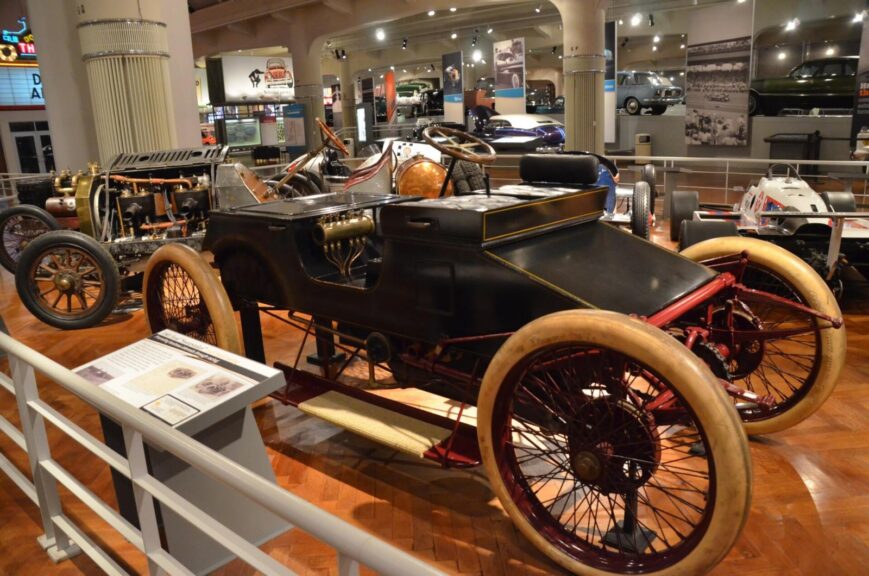 The original 1901 Ford Sweepstakes race car on display at The Henry Ford museum, inspiration for the Ford Sweepstakes livery