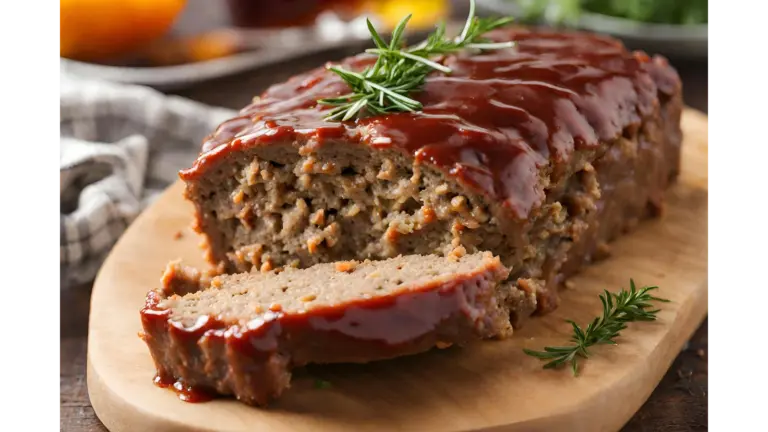 Meatloaf sitting on a brown cutting board, highlighting the Meatloaf Revival.