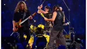 Metallica on stage in a 2023 file photo, ahead of the Metallica Sphere residency