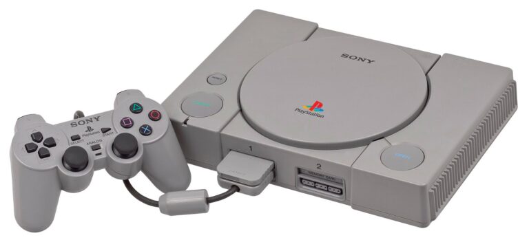 The original Sony PlayStation console and controller, the system recreated by the LEGO PlayStation set that comes with the LEGO Astro Bot figure