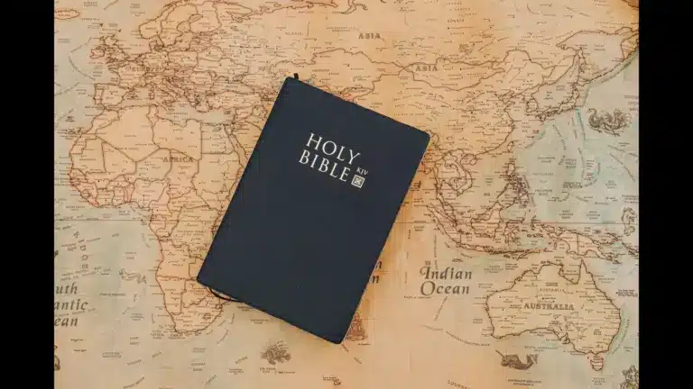 In Friday's daily devotional, a Bible sits on top of a world map.