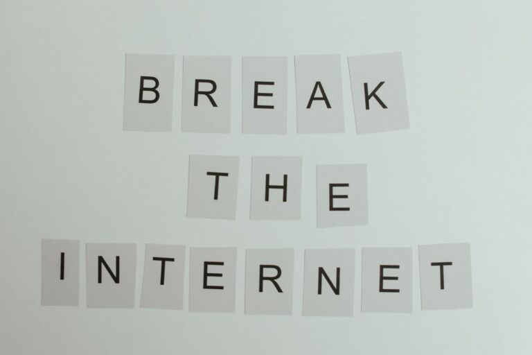 Letter cards spelling Break the Internet illustrate a Social media break